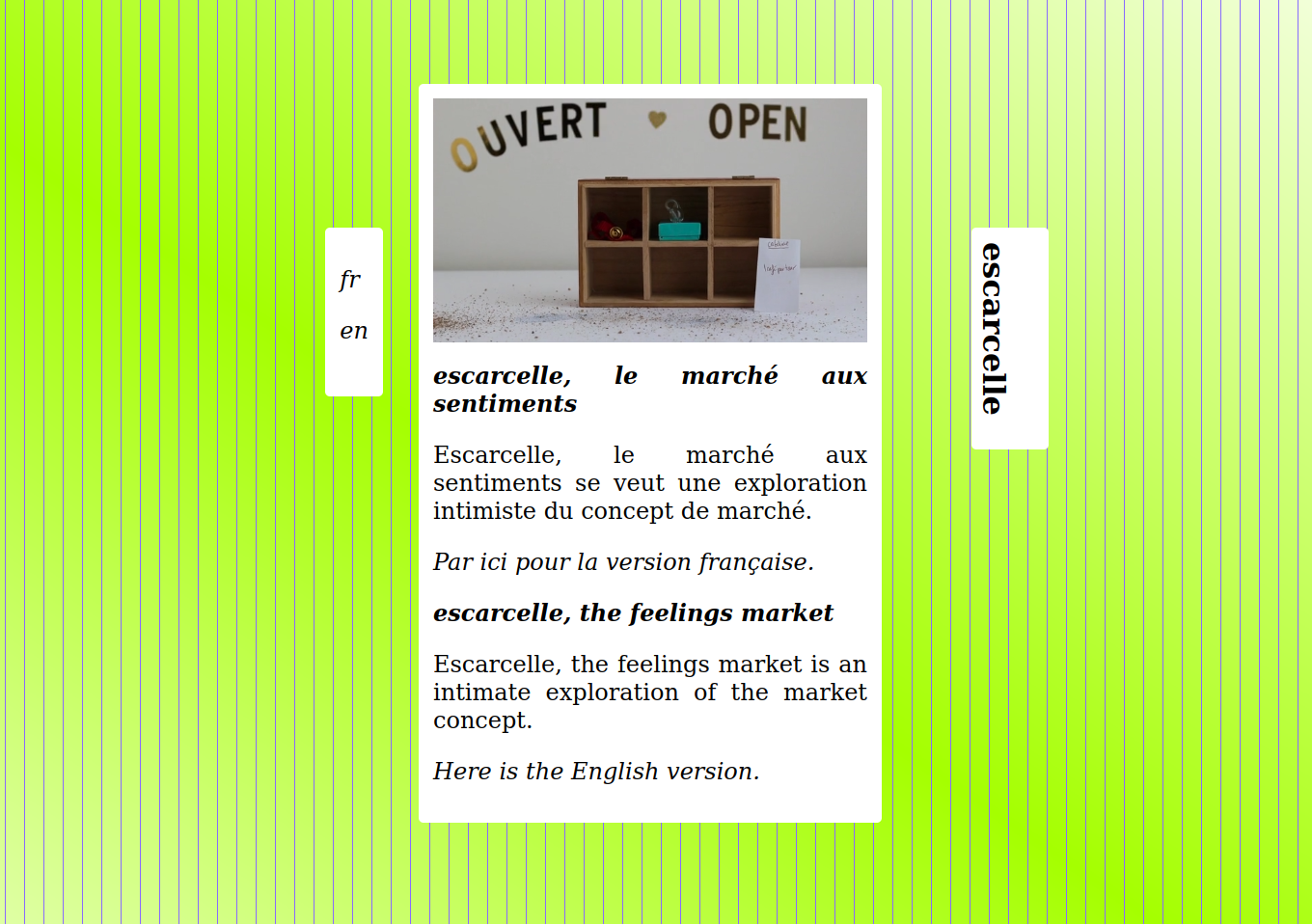 page d’accueil du site Internet d’Escarcelle