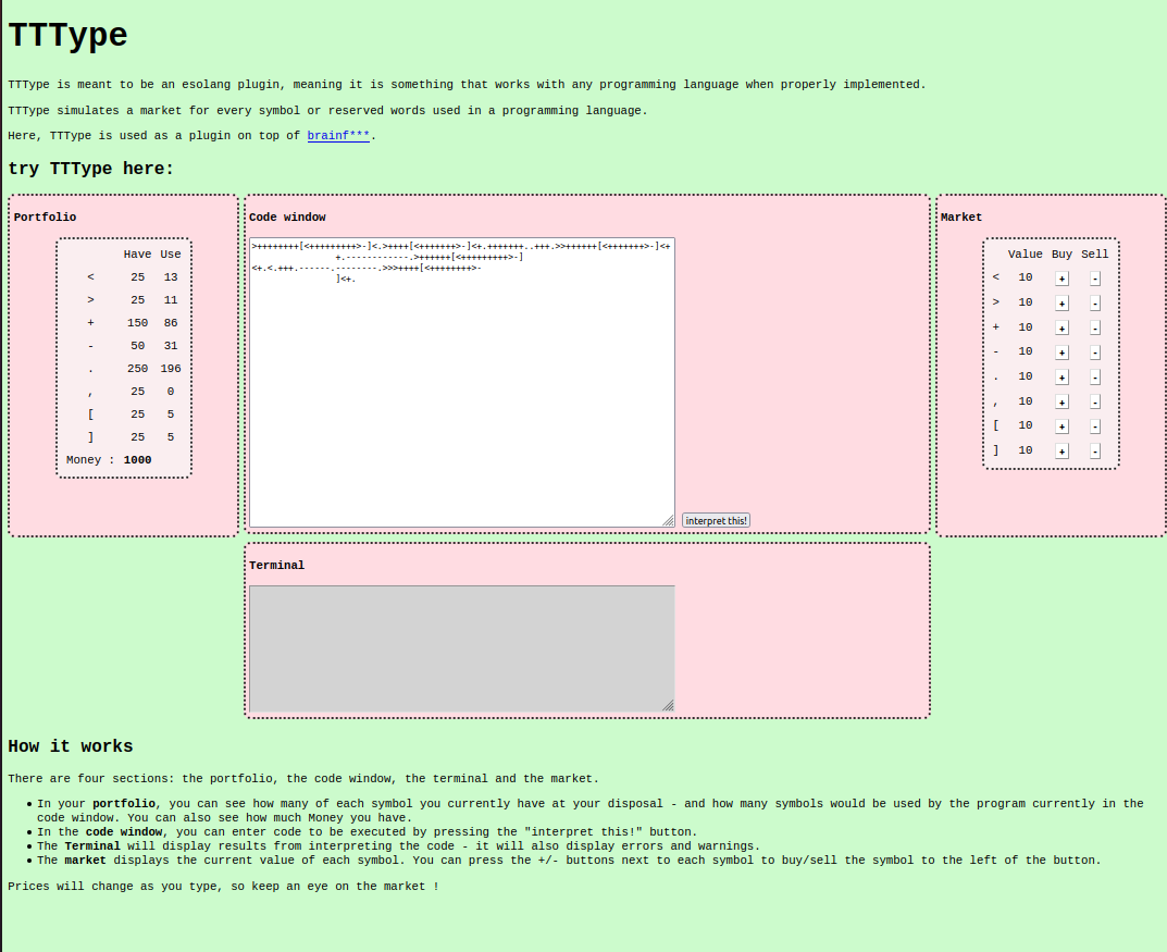 capture d’écran de l’interface de TTType